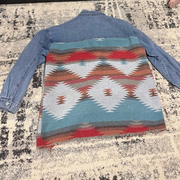 Denim Aztec Pattern Jacket - Picture 2 of 3
